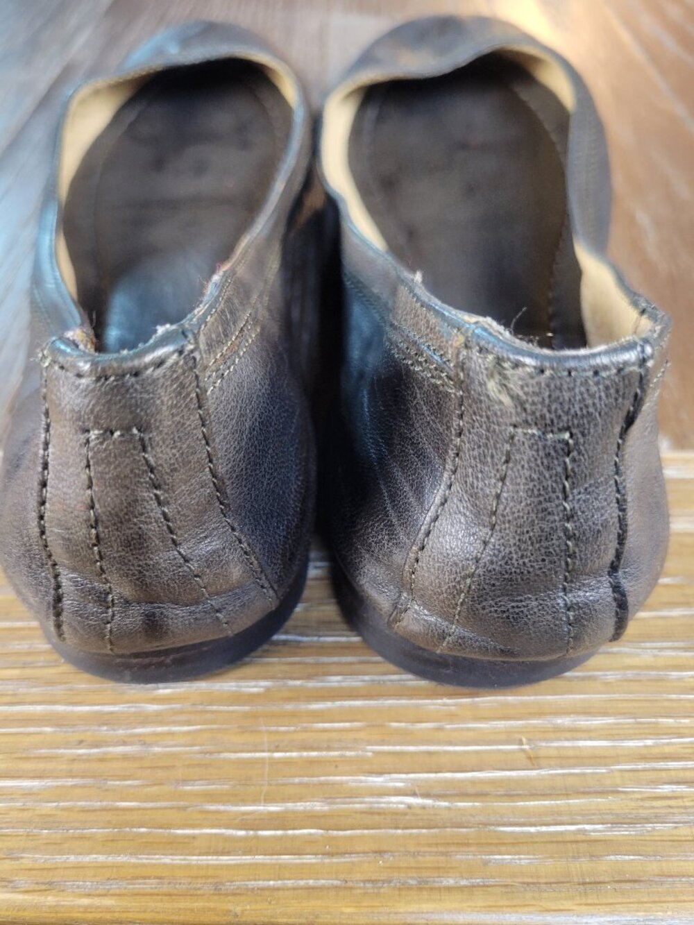 Frye Charcoal Gray Leather Ballet Flats Women's 8.5 B Round Toe Slip On - Picture 12 of 15